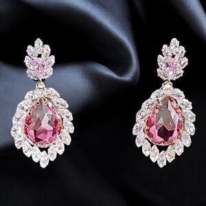 Icy pink halo water drop earrings